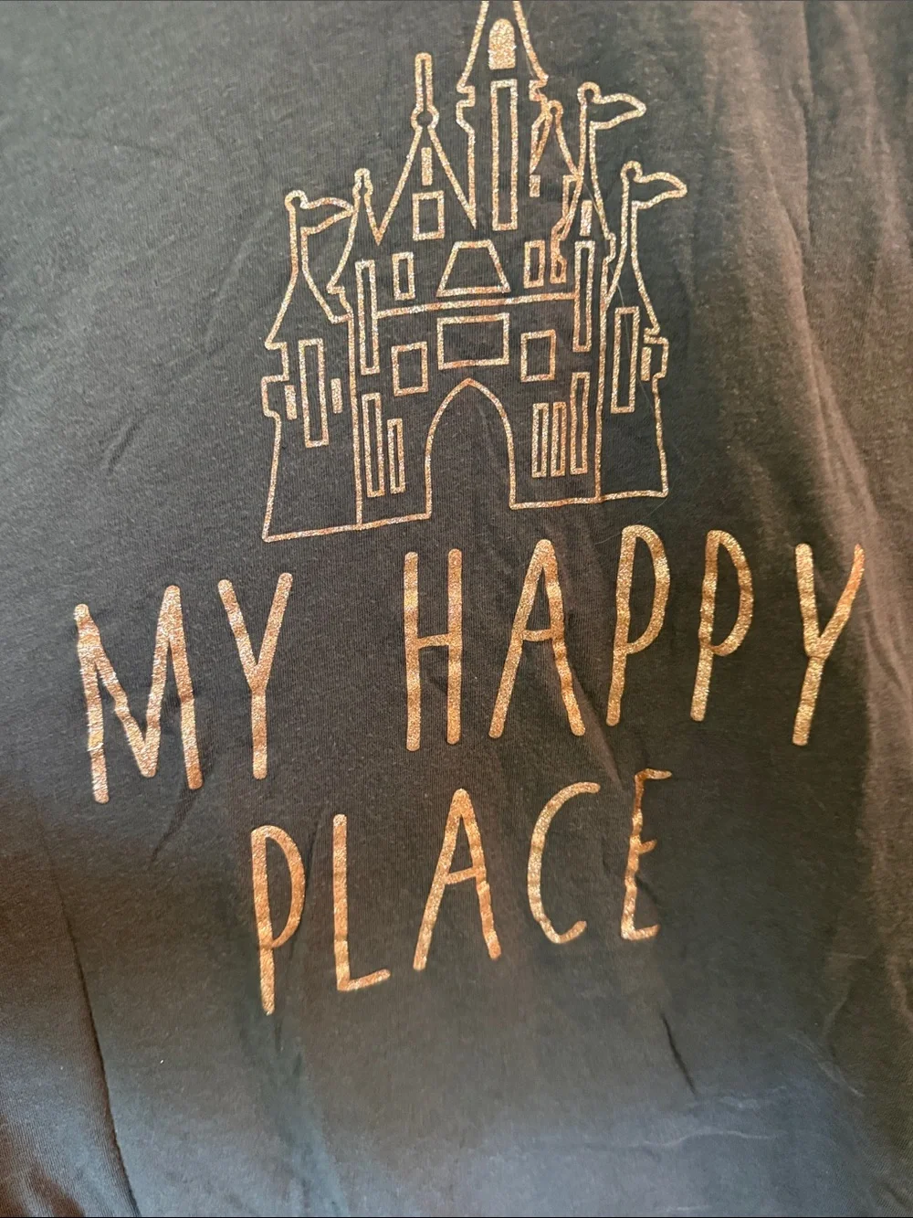 Disney parks L Tee with Rose Gold Castle Graphic